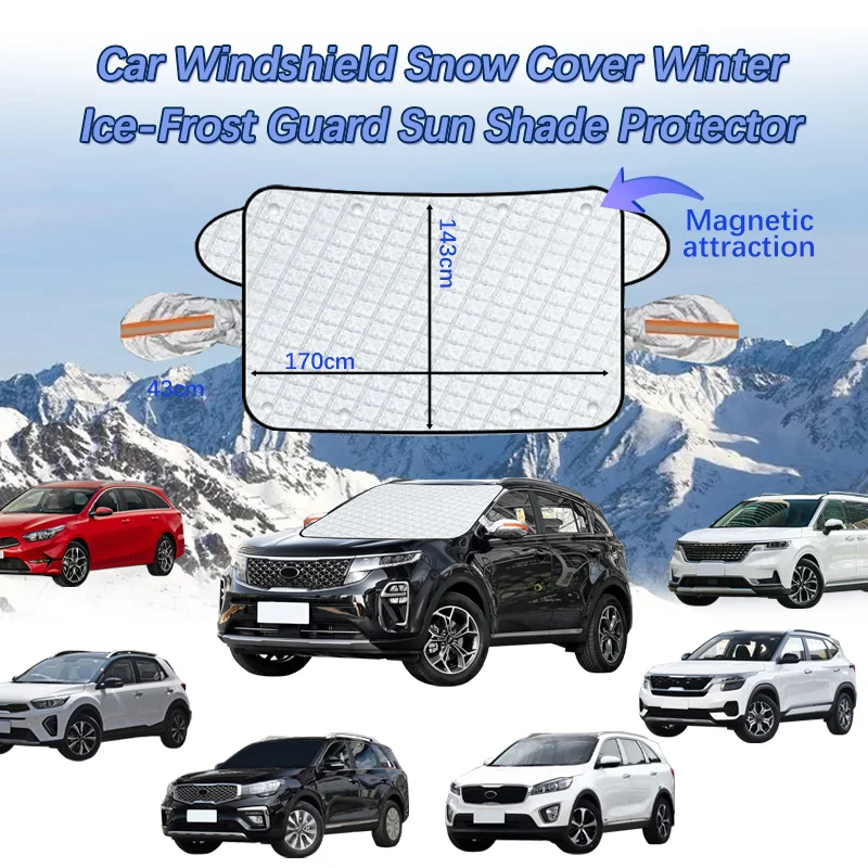 Car Windshield Snow Cover Winter Ice-Frost Guard Shade Protector For Kia Sportage Ceed Rio Soul Optima Cerato Car Accessories