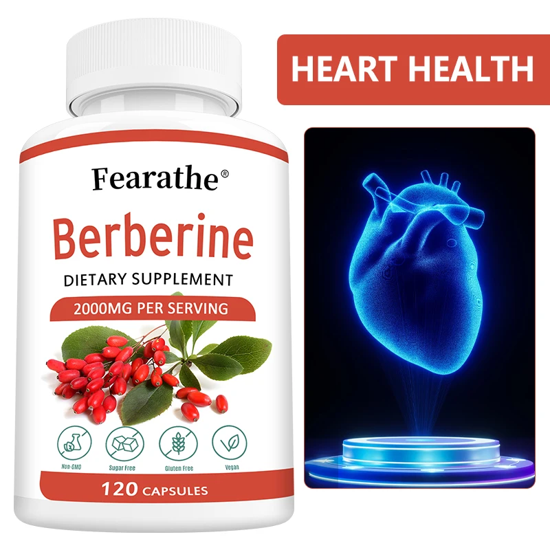 

2000mg Natural Berberine Supplement, Promate Digestive Health, Support Cardiovascular and Liver Health, 120 Capsules