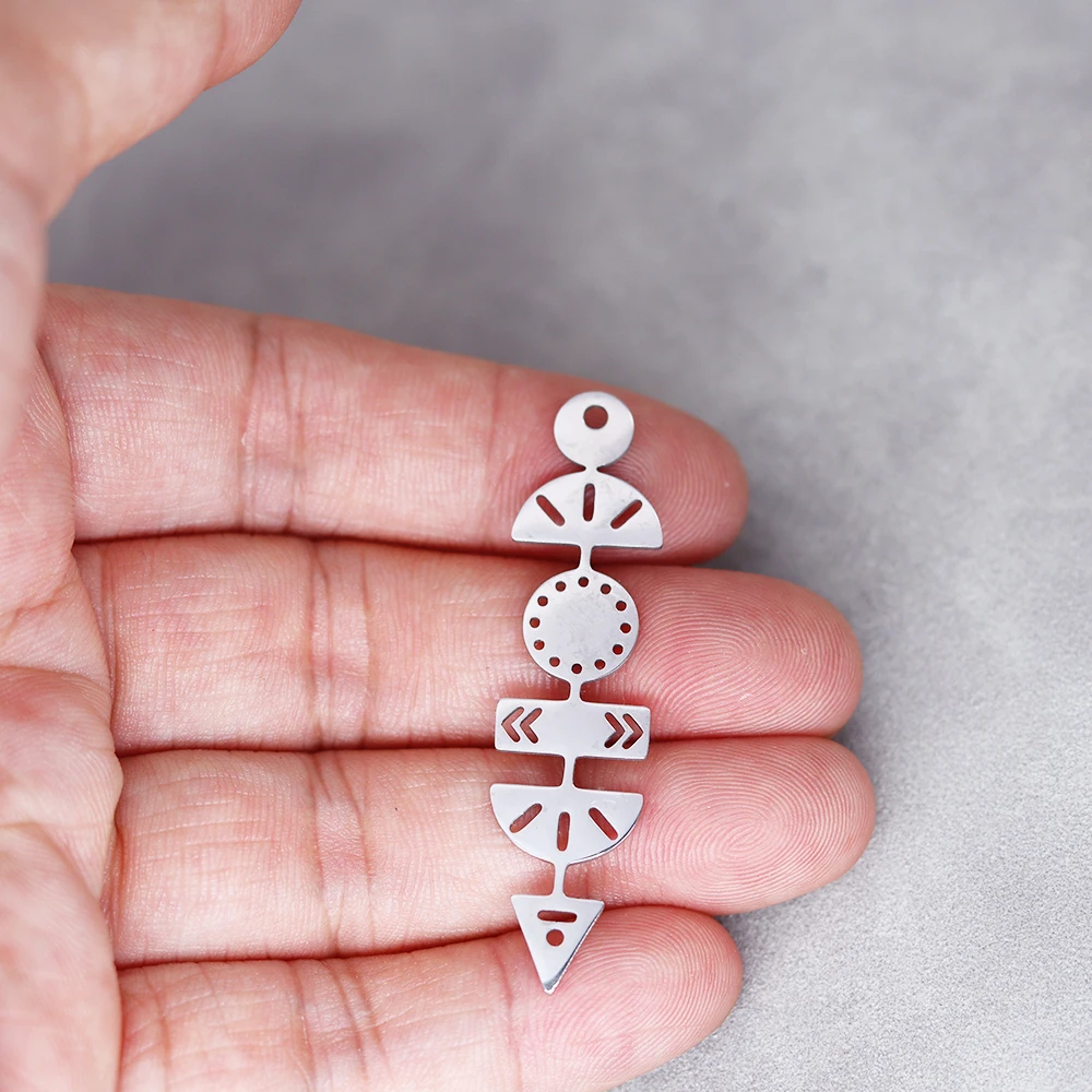 Fashion DIY Earrings Stainless Steel Arrow Moon Totem Charm For Jewelry Making Necklace Trend Tassels Pendant Metal Accessories