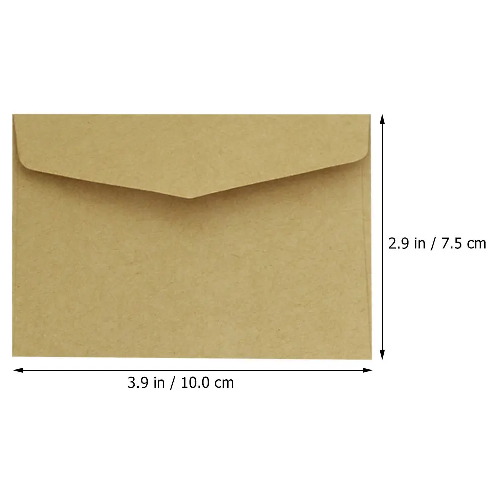 100Pcs Kraft Paper Envelopes Vintage Style Mini Envelopes Lightweight Strong for Message Storage Invitation Cards Photo Files