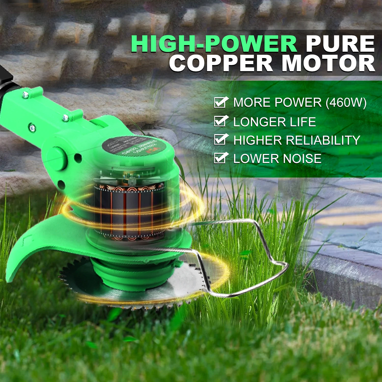 Cordless Electric Weed Eatwith a Charger, Height Adjustable Brush Cutter, Rechargeable Weeder for Home Weeding, Mowing