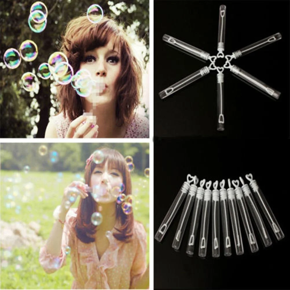 

96pcs Wedding Party Bubble Wands Heart Shaped Lightweight Kids Long Lasting White Party Favors Decoration
