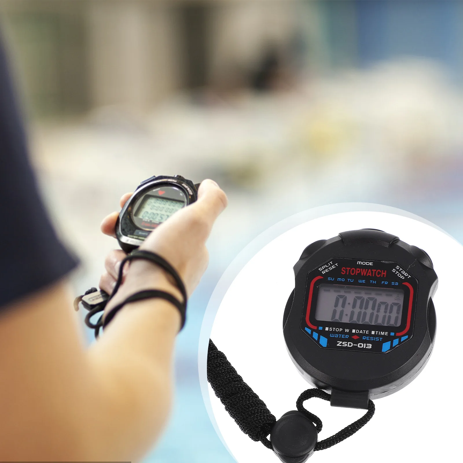

Digital Stopwatch Chronograph Timer for Sports Fitness Large LCD 12 24 Hour Mode Month Date Day Alarm Runner