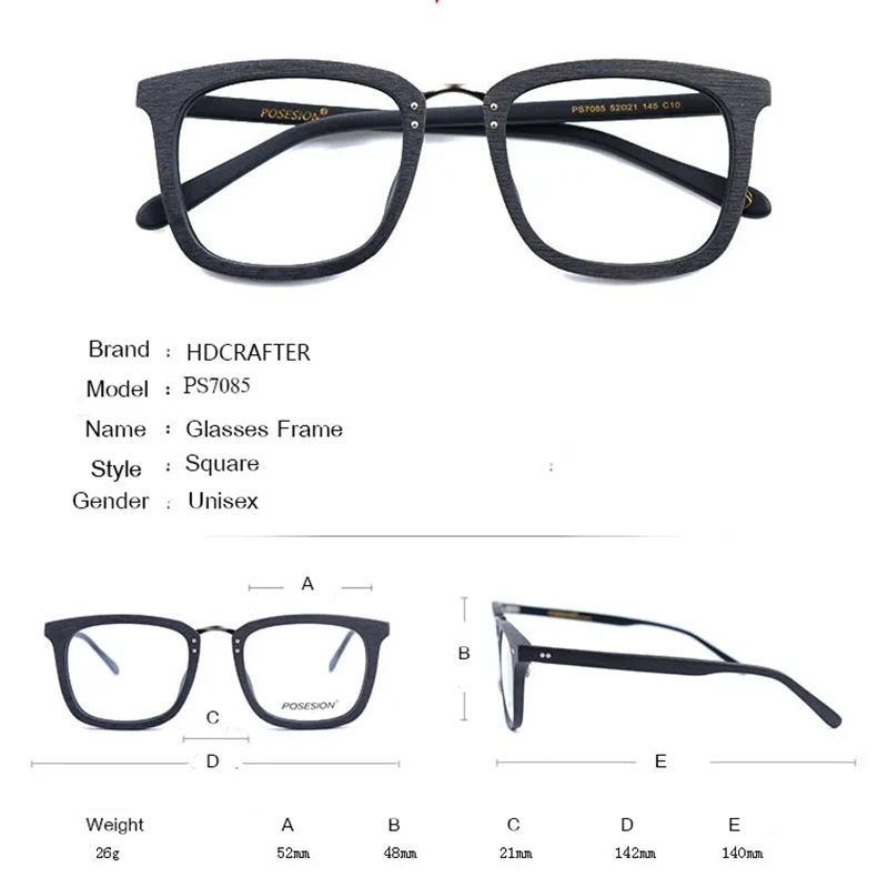 HDCRAFTER Wood Glasses Frames Men Square Myopia Prescription Eyeglasses Frame 2019 Male Wood Full Optical Frame Eyewear