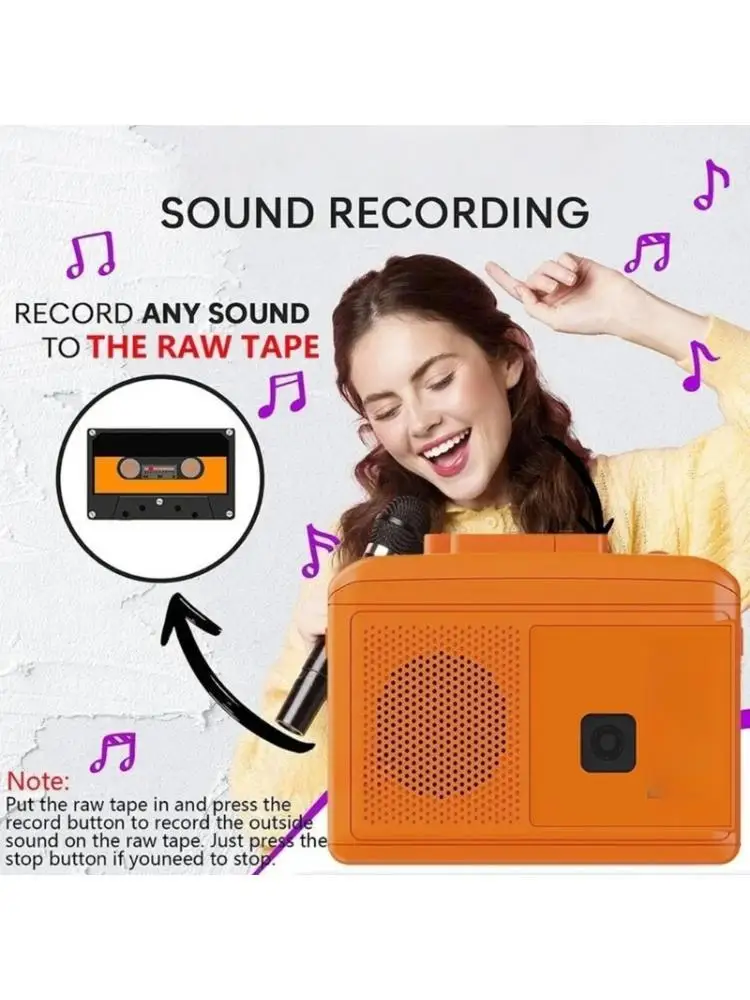 652F 배터리 작동 테이프 플레이어-MP3 변환기(헤드폰 스피커 및 홈 스테레오 시스템용 오디오 출력 포함)