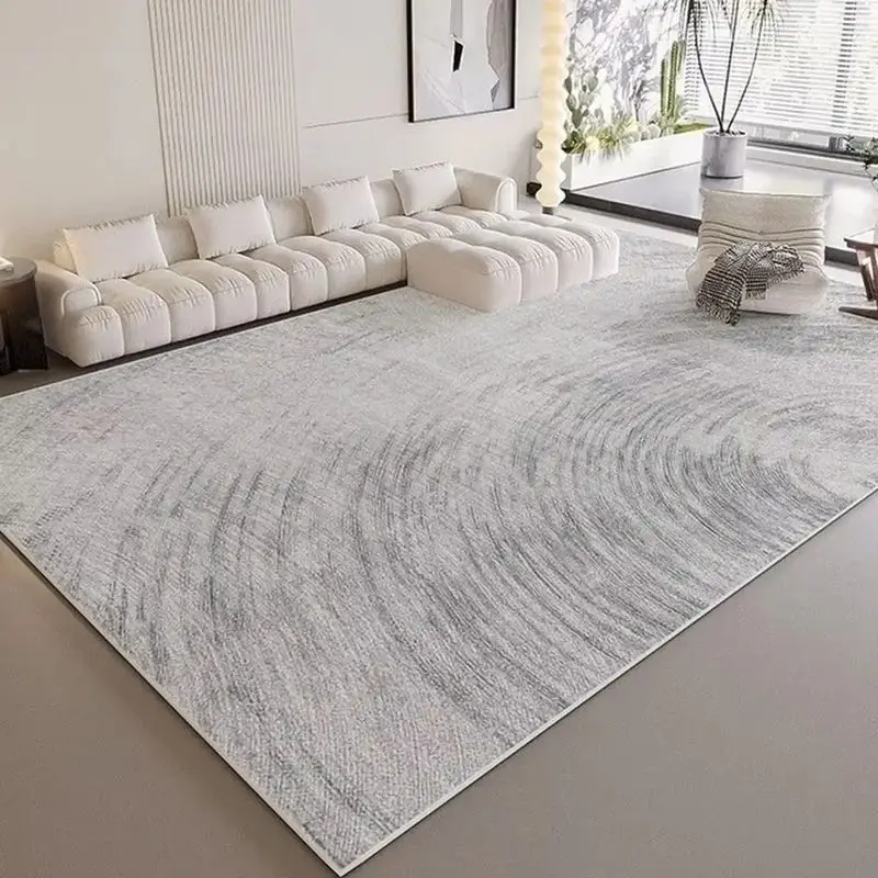 VIKAMA Modern Abstract Area Rug Cream Concentric Arc Living Room Carpet Minimalist Non Slip Washable Soft Mat Bedroom Decor