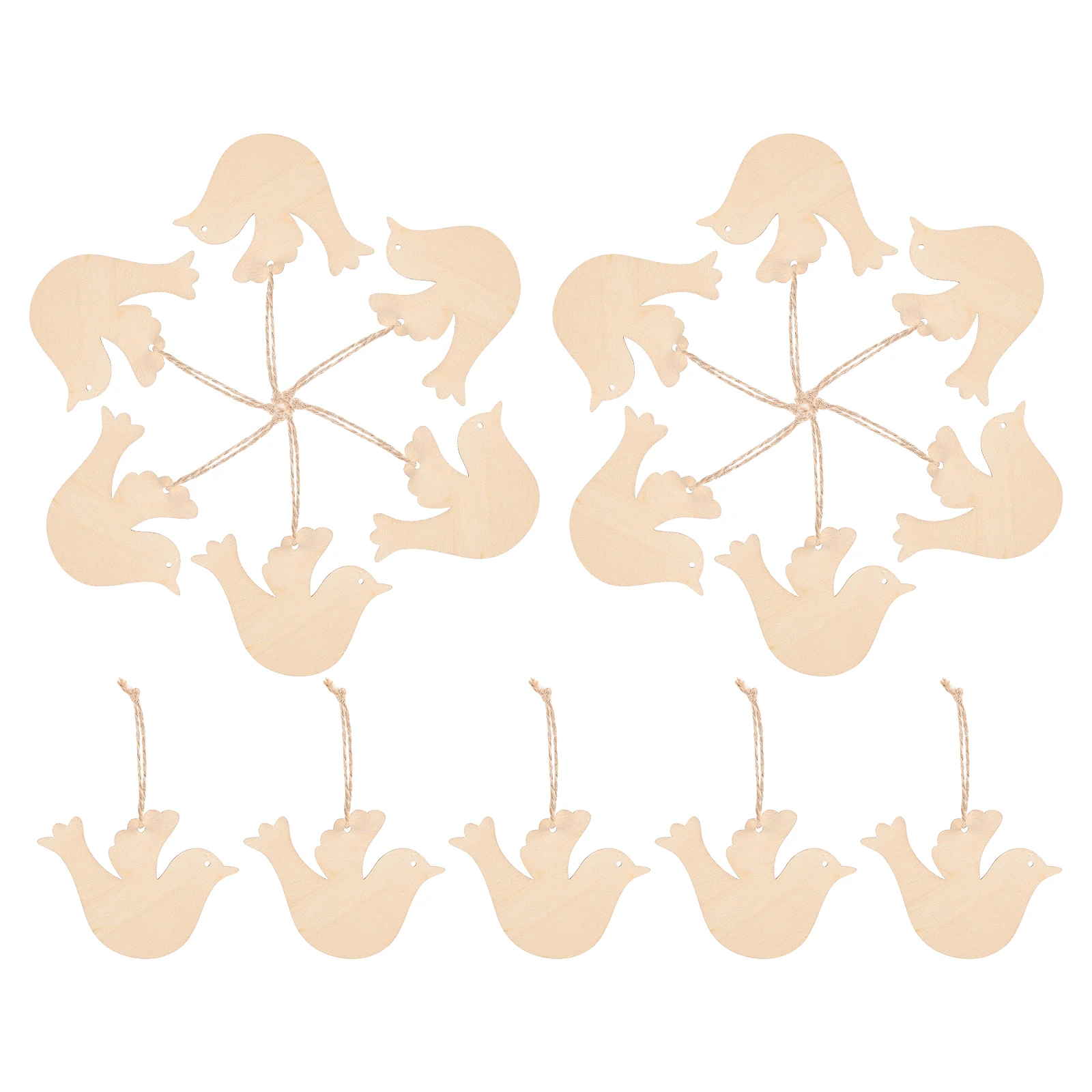 

20Pcs Wood Bird Cutouts Unfinished Wooden Bird Slices Natural Jute Twine Ready for DIY Wedding Party Decorations Christmas