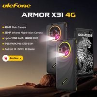 Ulefone Armor X31 Rugged Phone 6.56'' 12GB RAM+128GB ROM 48MP Android 14 Night Camera NFC IR Blaster 4G Smartphone Global Versio