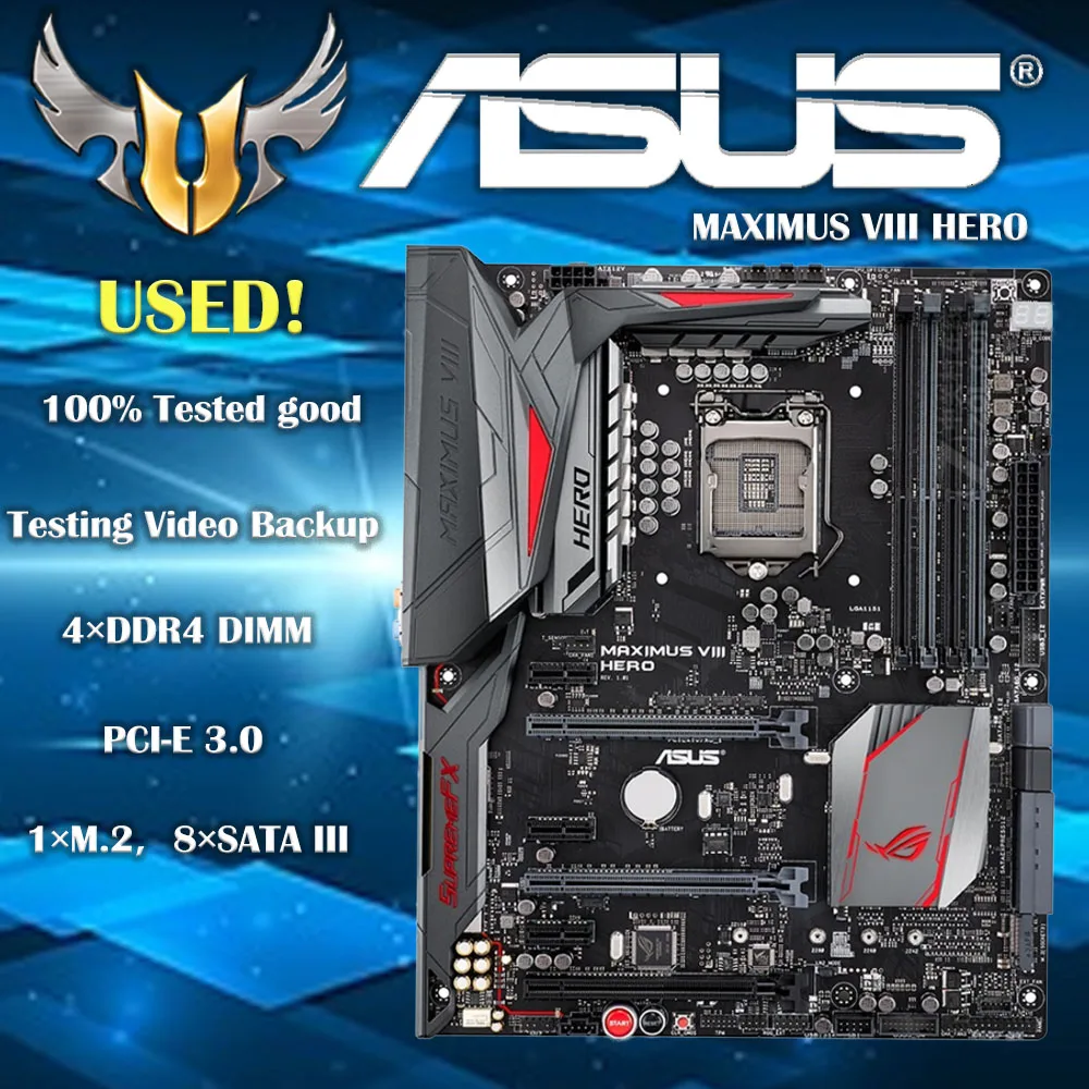 Usato Asus ROG MAXIMUS VIII HERO LGA1151 DDR4 M.2 SATA 6Gb/s USB 3.1 Tipo A Tipo C Scheda madre Intel Z170 ATX