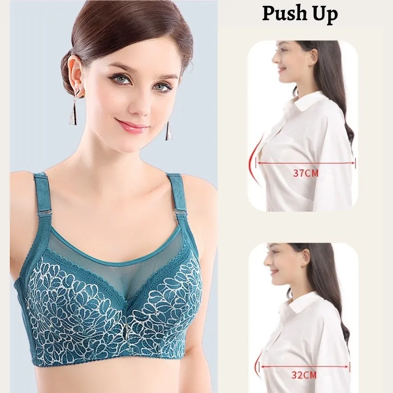 READY STOCK Women Plus Size Bras (CDE) Thin Cup Push Up Deep V Bra Fashion Lace Plus Size Bras