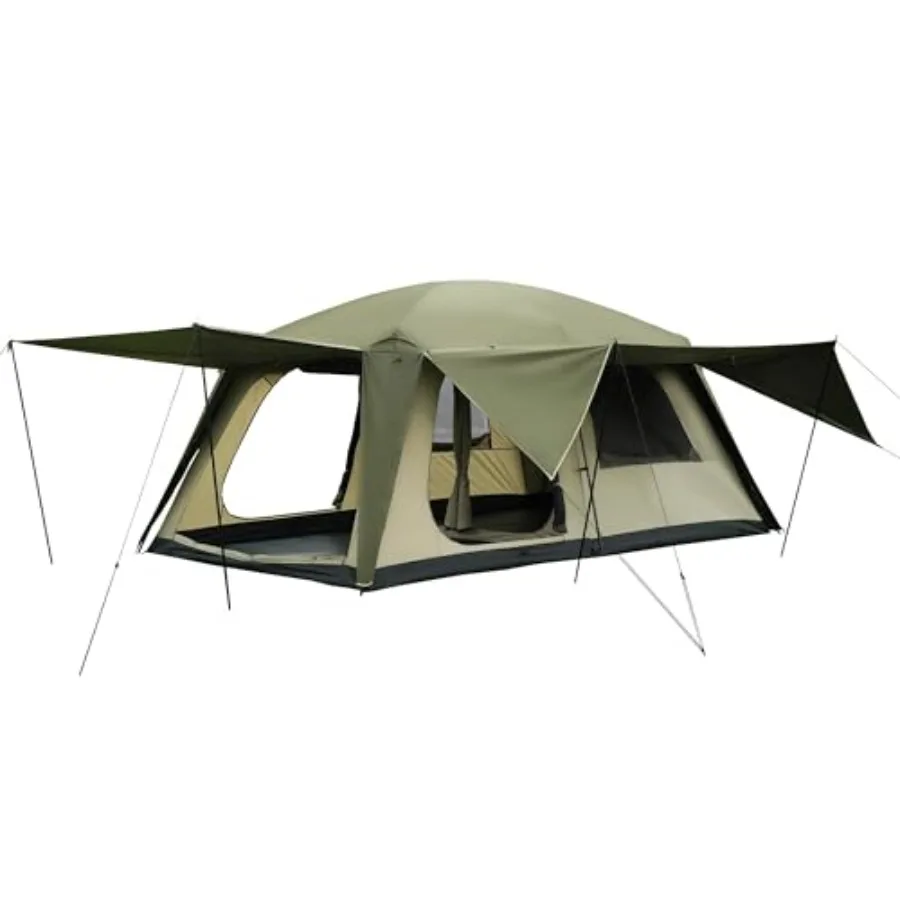 

Палатка для кемпинга на 8-10 человек с 3 входами, 2 комнатами, большая семейная палатка-домик, двухслойная, водонепроницаемая, портативная, для глэмпинга, большие палатки