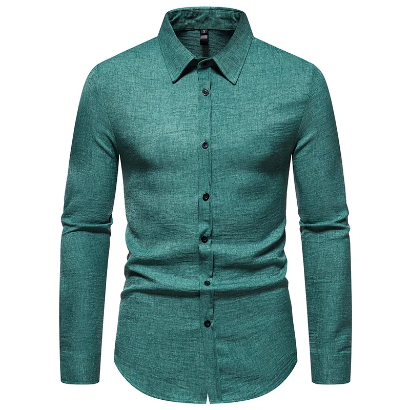 Camisas lisas de manga larga para hombre, camisa informal con botones de alta calidad, suave y transpirable, para ocio diario, novedad de otoño, 2023