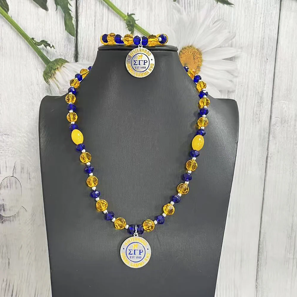 Sigma Gamma Rho Greek Letter 1922 Poodle Pendant Sorority Bracelet and Necklace Set