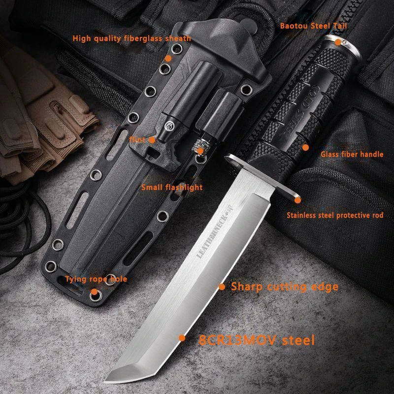 K Sheath Outdoor Straight Knife Camping Style Portable Fishing Straight Knife Fruit Knife Portable Multi-Functional Knife