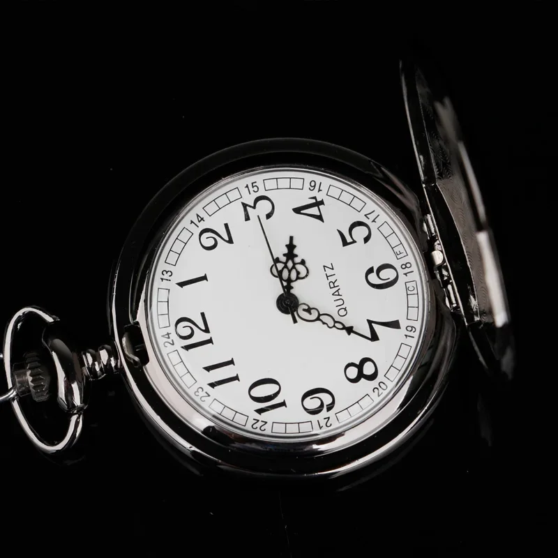 Black Business Quartz Pocket Watch With Chain Unisex Classic Watch Gift Simple Clock Hot Products