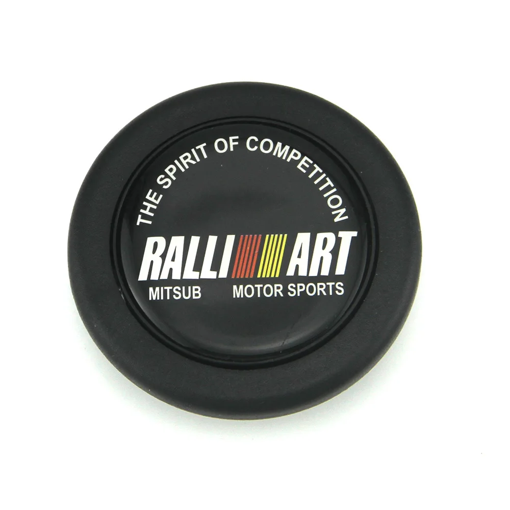 Black RALLIART Car Racing Steering Wheel Horn Button Speaker Control Cover For Mitsubishi