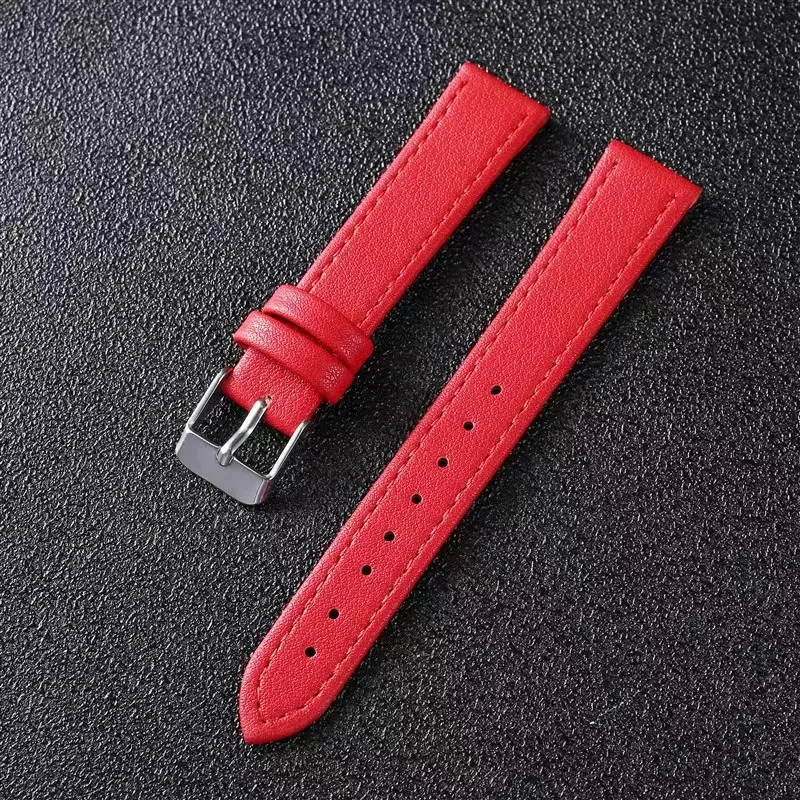 Wearable leather watch with cute style women's waterproof ultra-thin strap 10 12 14 16 18 20 22 mm