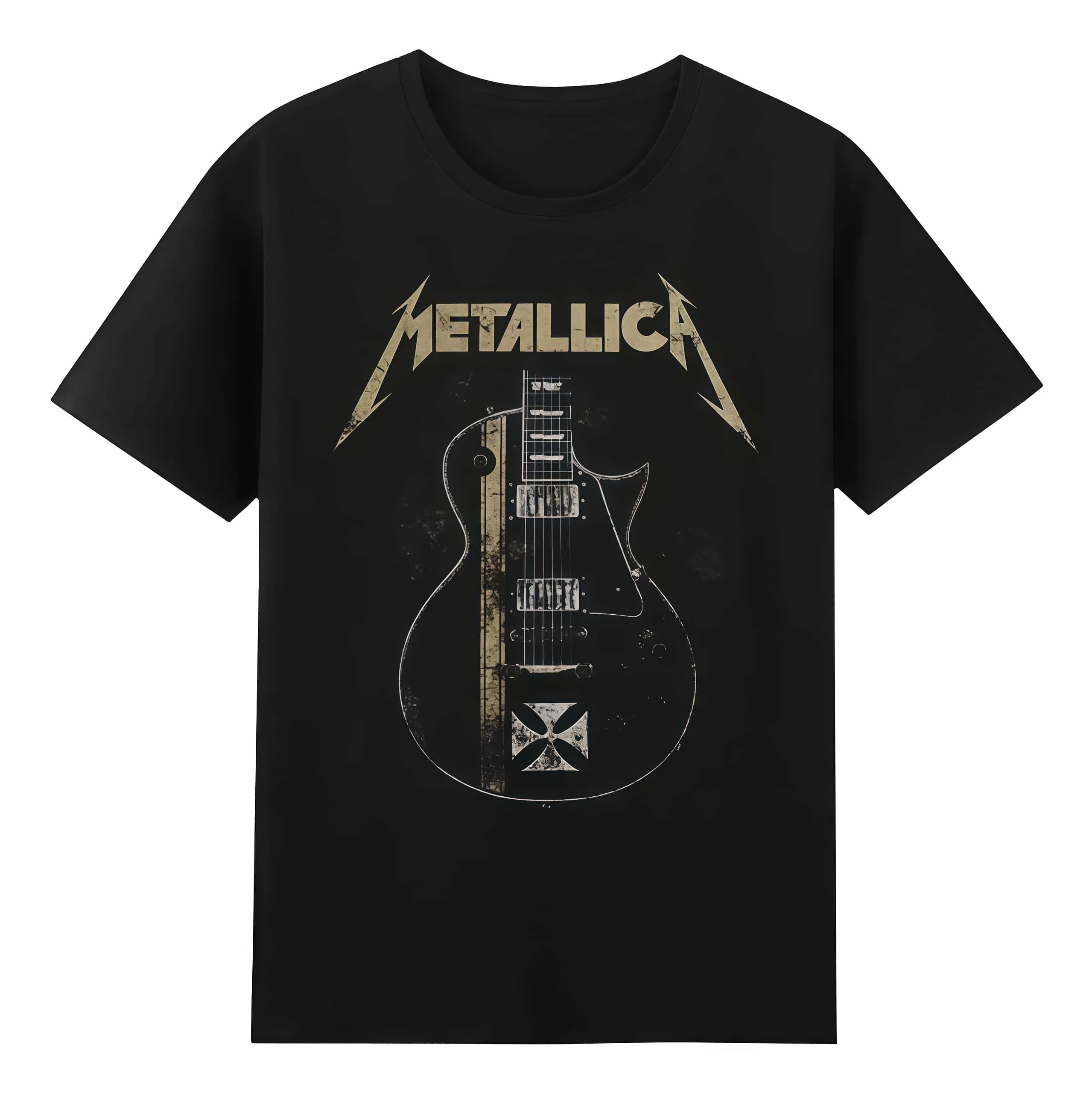 2026 Summer New Men Women Dark Style Metallica Metal Band Guitar Pattern Printed T-shirt Fashion 100_Cotton Street Wear Y2K