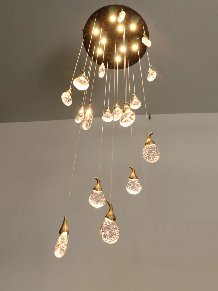 Eggplant Shape Crystal Chandelier Luxury Long Ceiling Pendant Light For Staircase Loft Villa Living Room Showroom image 4