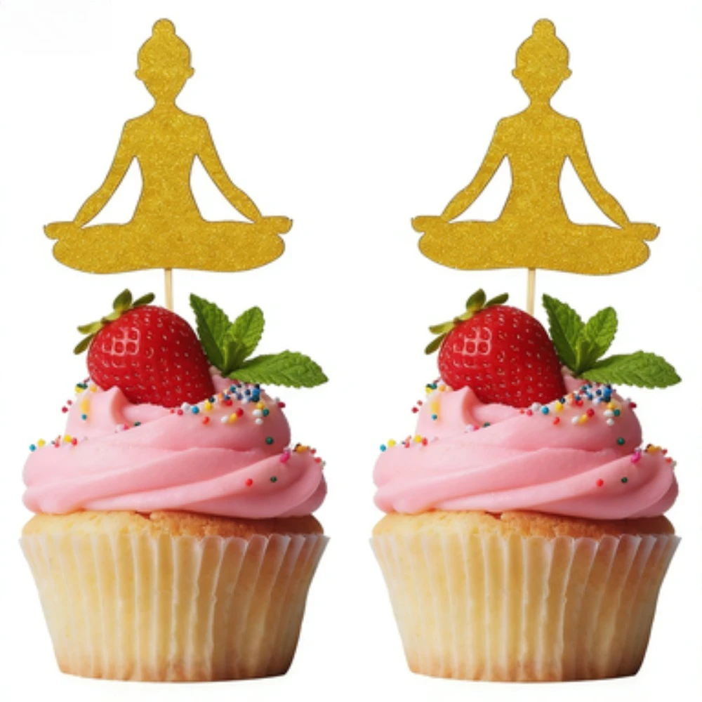24 décorations de cupcakes sur le thème du yoga pour fêtes de yoga, fêtes de fitness et anniversaires
