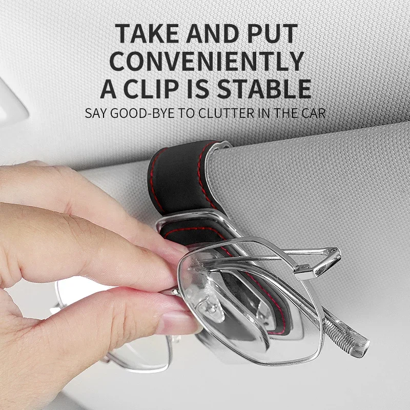 Sunglass holder suitable for Tesla car sunshade - metal leather sunglasses clip and ticket clip - car sunshade accessories