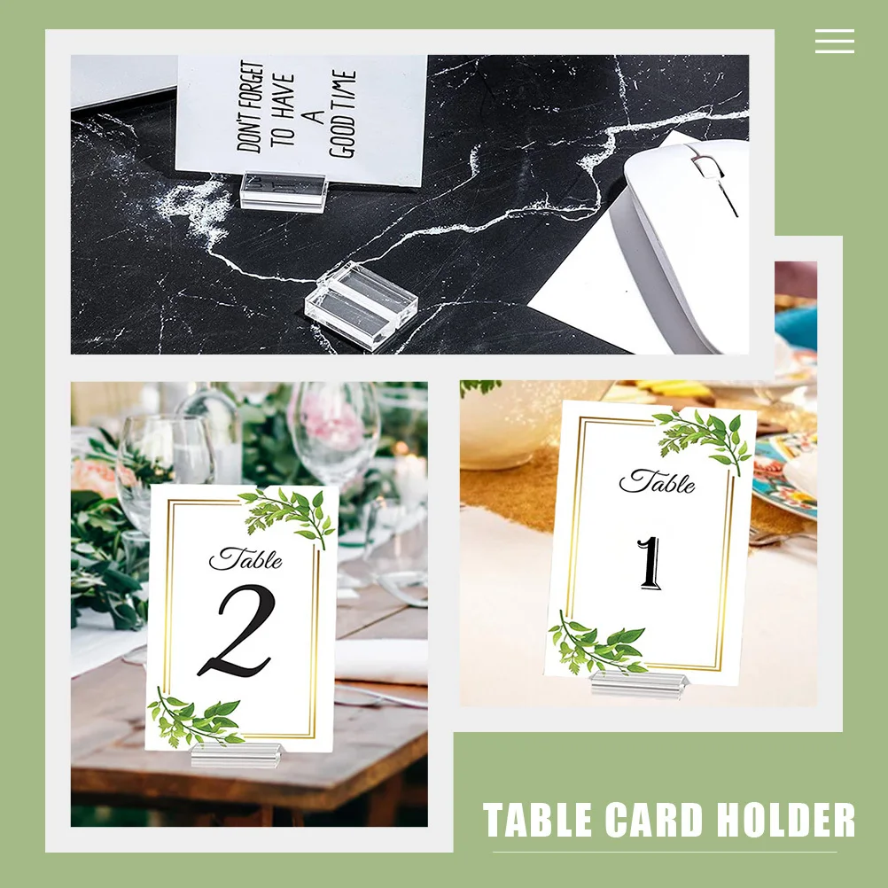

12Pcs Acrylic Card Holders Clear Table Number Stands Stable Desktop Display for Weddings Menus Photos Gold Table Numbers