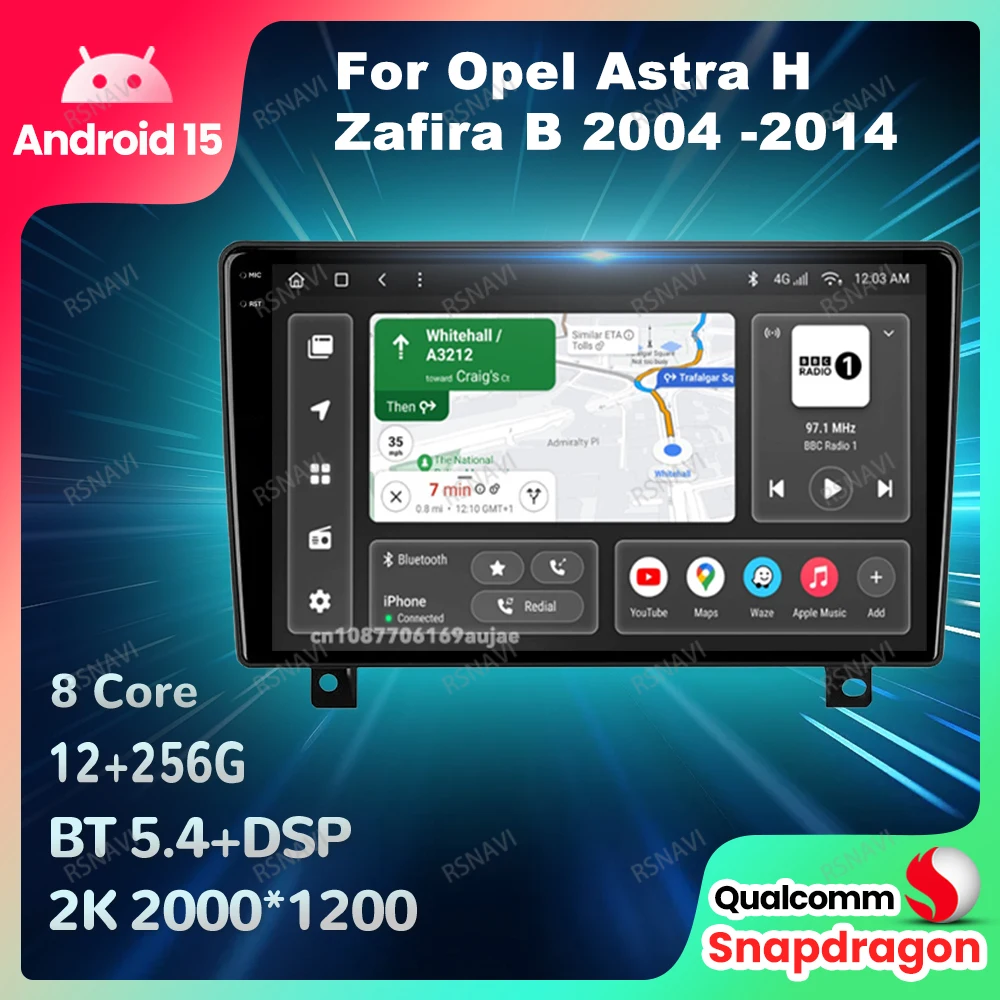 

Автомобильный радиоприемник Android 15 для Opel Astra H Zafira B 2004-2014 Мультимедийная навигация Стерео GPS 4G LTE Viedo Плеер DSP BT DVD QLED