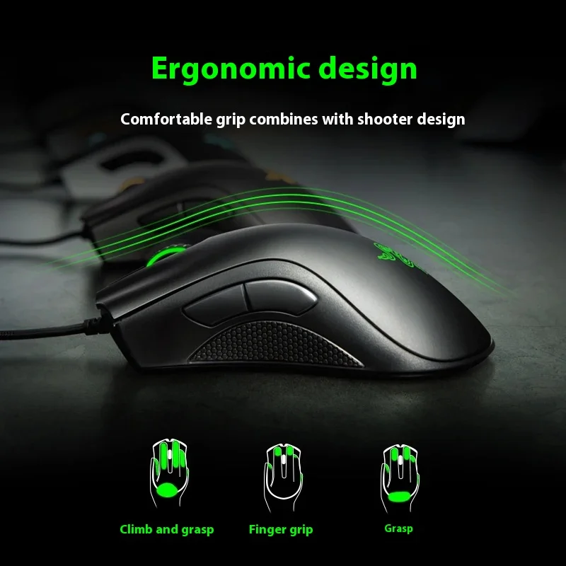 ماوس الألعاب السلكي Razer DeathAdder الإصدار القياسي باللونين الأبيض والأسود للكمبيوتر Esports LOL Office Use ملحقات الماوس