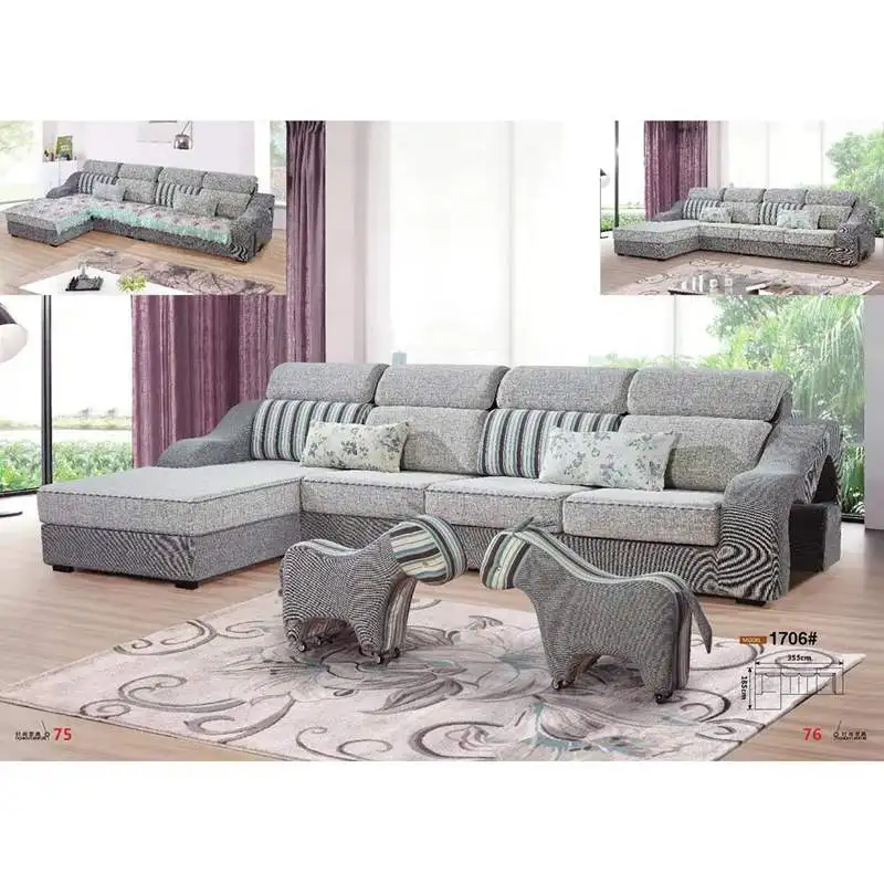 For Furniture Living Room Sofa Set Luxury Black and White Sectional Modern Home Fabric for Upholstery Suede Italian Chesterfield