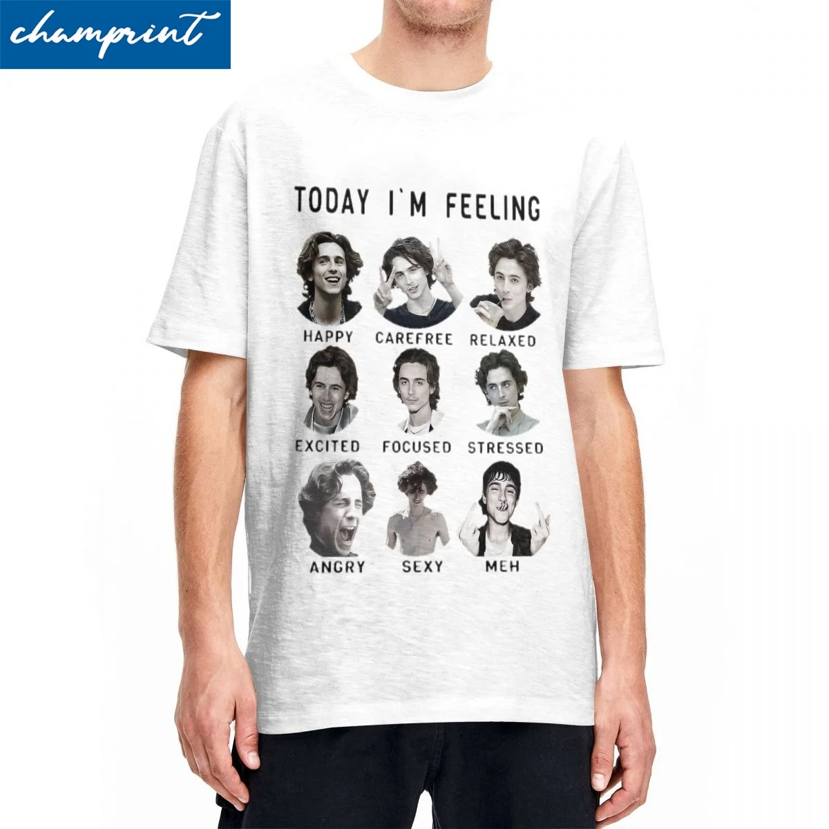 Novelty Timothee Chalamet Funny Feelings T-Shirt For Men Women O-neck Short Sleeve Tops Shirts Cotton Summer Top Tee