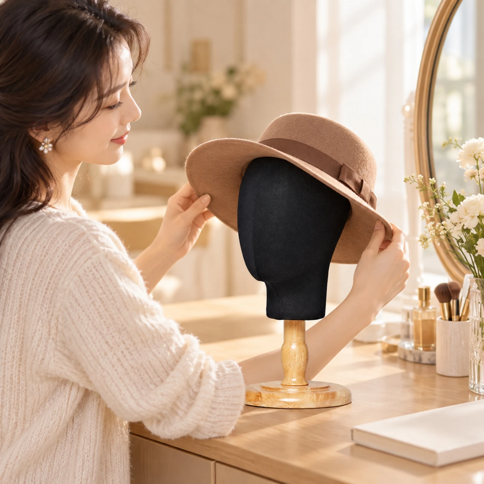 tete-de-mannequin-sans-visage-avec-base-en-bois-tete-de-mannequin-robuste-pour-chapeaux-feminins-compacte-et-polyvalente-ideale-pour-les-proprietaires-de-boutiques