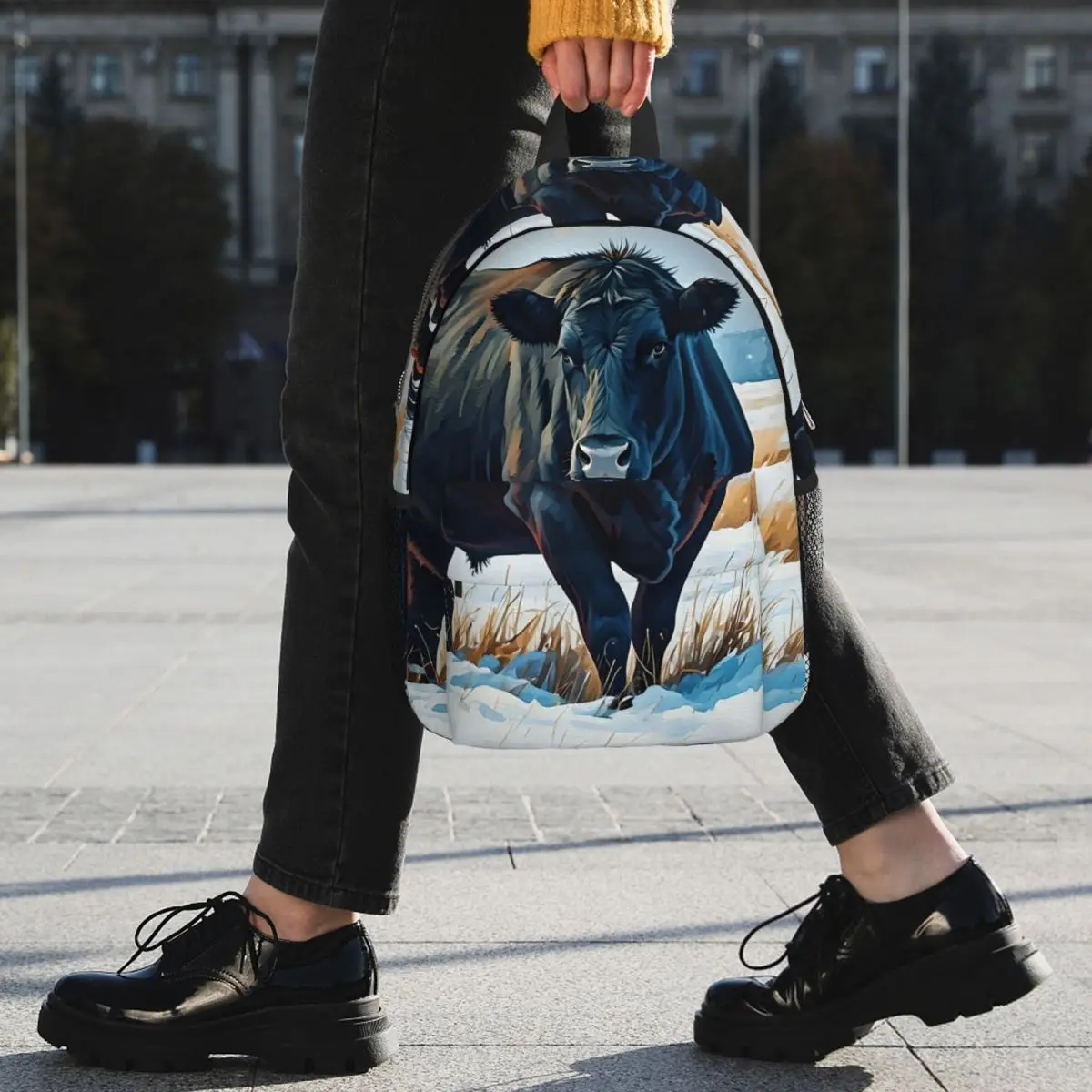 Cattle Realistic Oil Painting Print Backpack Student BookBag Kids School Bag Computer Shoulder Bags for Men Women