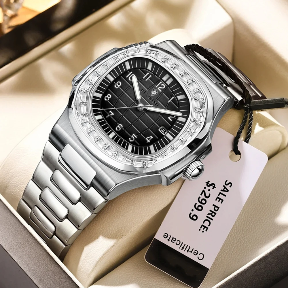 

New High Quality Luxury Brand Mens Automatic Watches For Man Diamond Men Digital Watch Fashion Quartz Wristwatches Clock Gifts