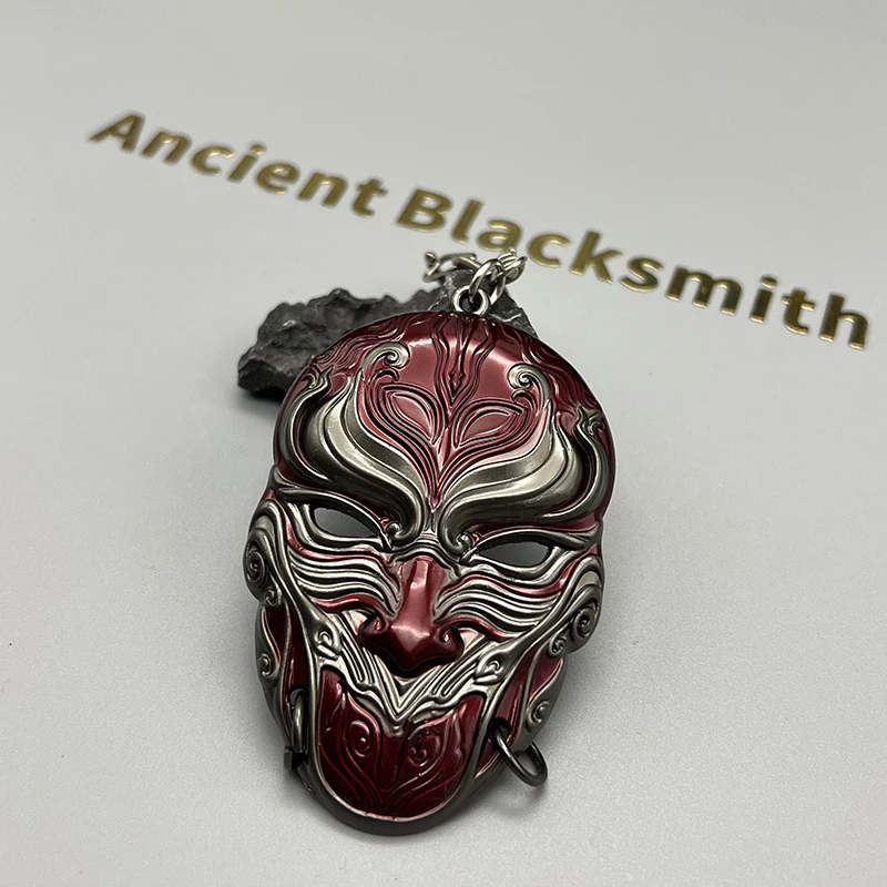 7cm Chinese Mask Facial Makeup Ancient Metal Miniatures Home Ornament Decoration Crafts Keychain Collection Toys for Male Retro