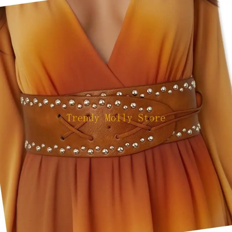 N5KB حزام خصر إضافي ذهبي فاتح قابل للتعديل من الجلد الصناعي مزود بفتحات تهوية للاستخدام اليومي