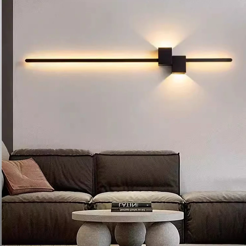 

Modern LED Wall Lamp Minimalist Long Wall Light For Living room Bedroom Home Decor Fixture Black Led Sconce Lamp Indoor Lighting