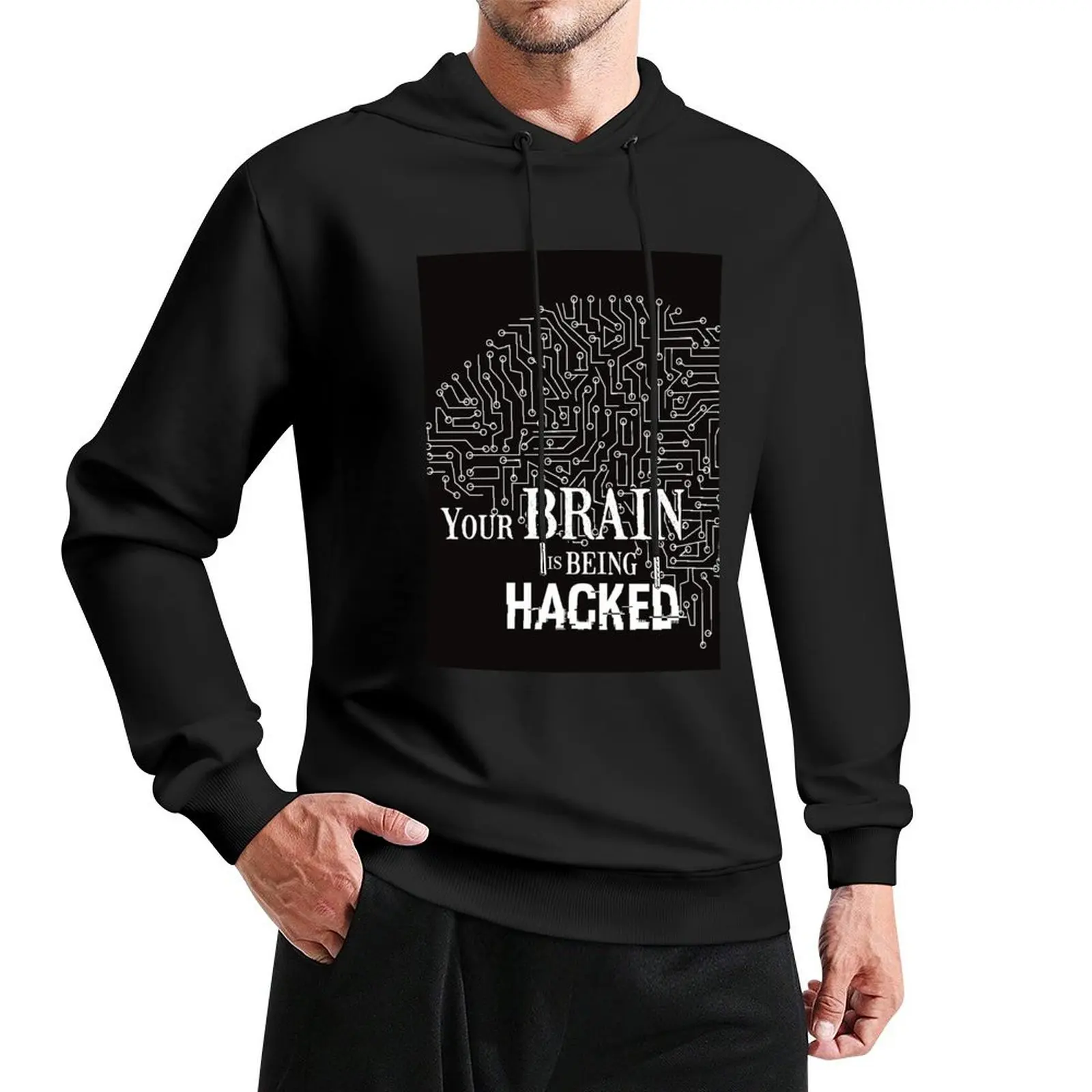 

Hacked Brain Pullover Hoodie streetwear men mens clothes new in hoodies & sweat-shirt