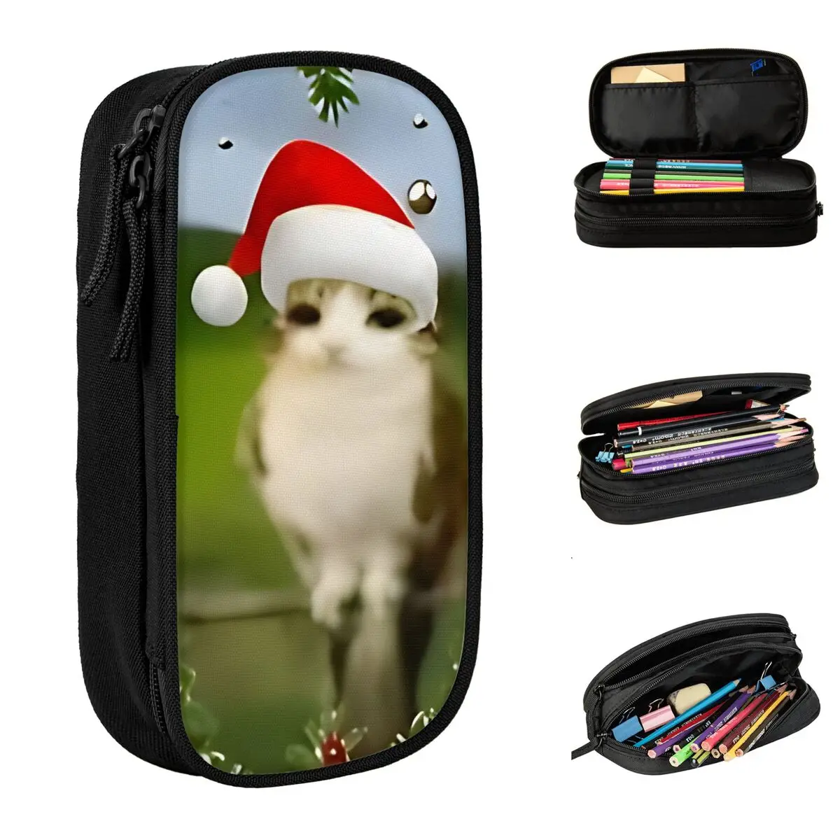 

Fun Meowl Christmas Pencil Cases Pencilcases Pen for Student Big Capacity Bags Students School Zipper Stationery