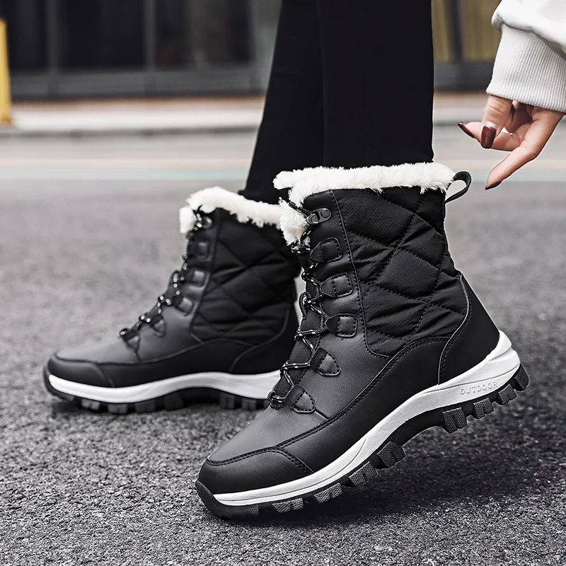 Winter Boots for Women High Quality Snow Boots Platform Thick Sole Outdoor Anti Slip Comfortable Work Shoes Warm Cotton Boots