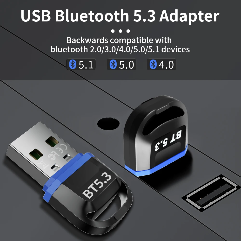 USB Bluetooth 5.3 Dongle Adapter for PC Speaker Wireless Mouse Keyboard Music Audio Receiver Transmitter Bluetooth