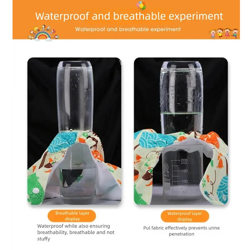 حفاضات قماشية صديقة للبيئة للأطفال من AIO - قابلة للغسل وإعادة الاستخدام، ماصة للماء للتدريب على المرحاض