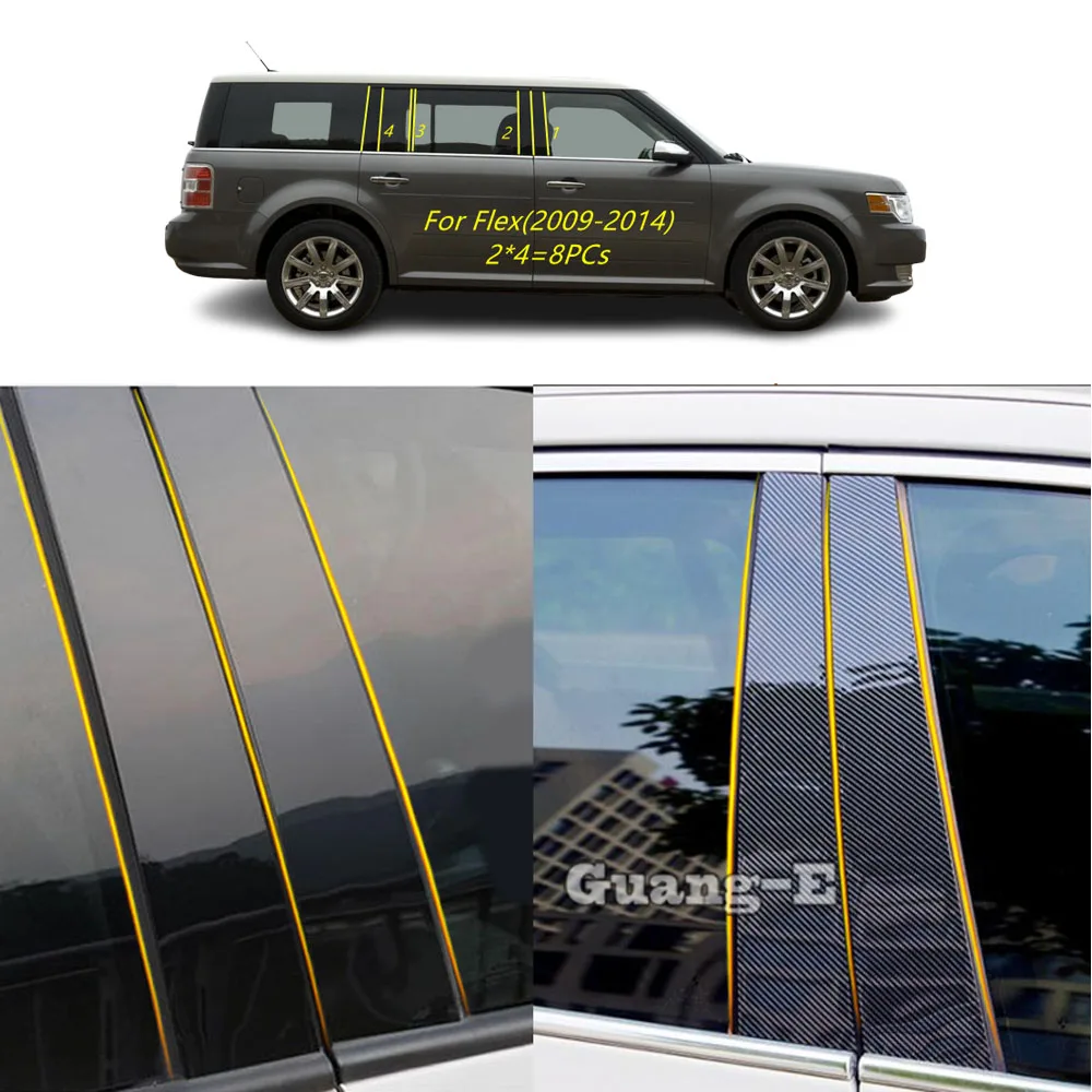 Car PC Material Pillar Post Cover Door Trim Window Molding Stickers Plate Accessories Decoration For Ford FLEX 2009 2010-2014