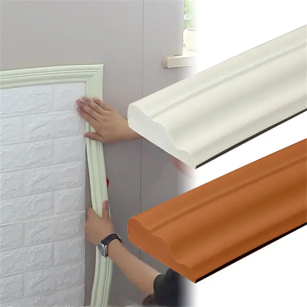 

2pcs 5m Foam Waist Line 3D Foam Wall Edge Strip Sticker Waterproof Baseboard Corner Waist Line Sticker