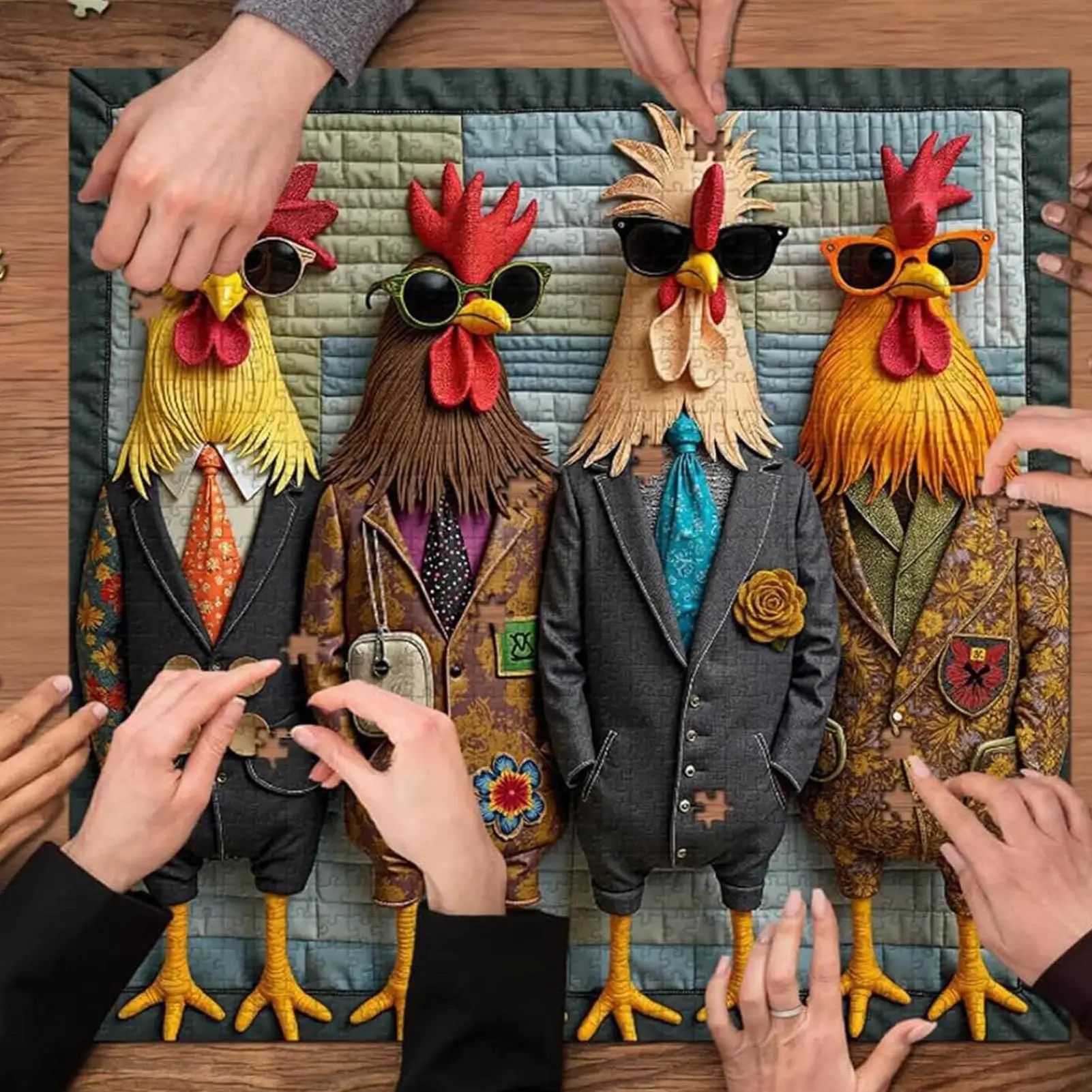 

Animal Puzzle Rooster Wall Art With Sunglass Challenging Chicken Animal Puzzles For Enthusiasts Living Room Bedroom Office