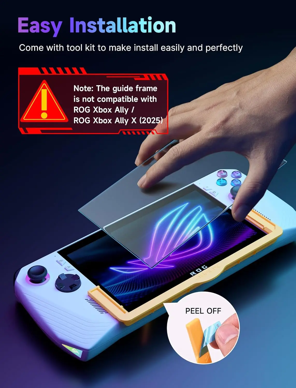 JSAUX Anti-Glare Screen Protector for ROG Xbox Ally/ROG Xbox Ally X (2025) 2-Pack,Matte Hardened Tempered Glass with Guide Frame