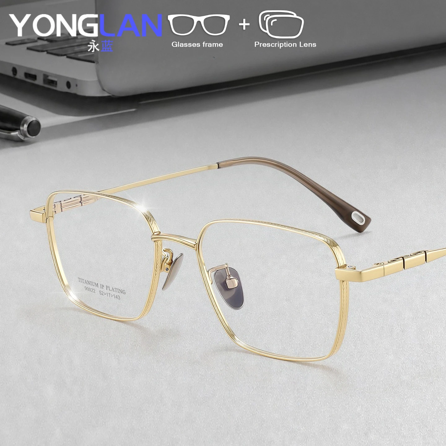 Lunettes de vue pour hommes, ultra-légères, en titane pur, carrées, pour grands visages, lunettes d'affaires, compatibles avec des verres photochromiques progressifs