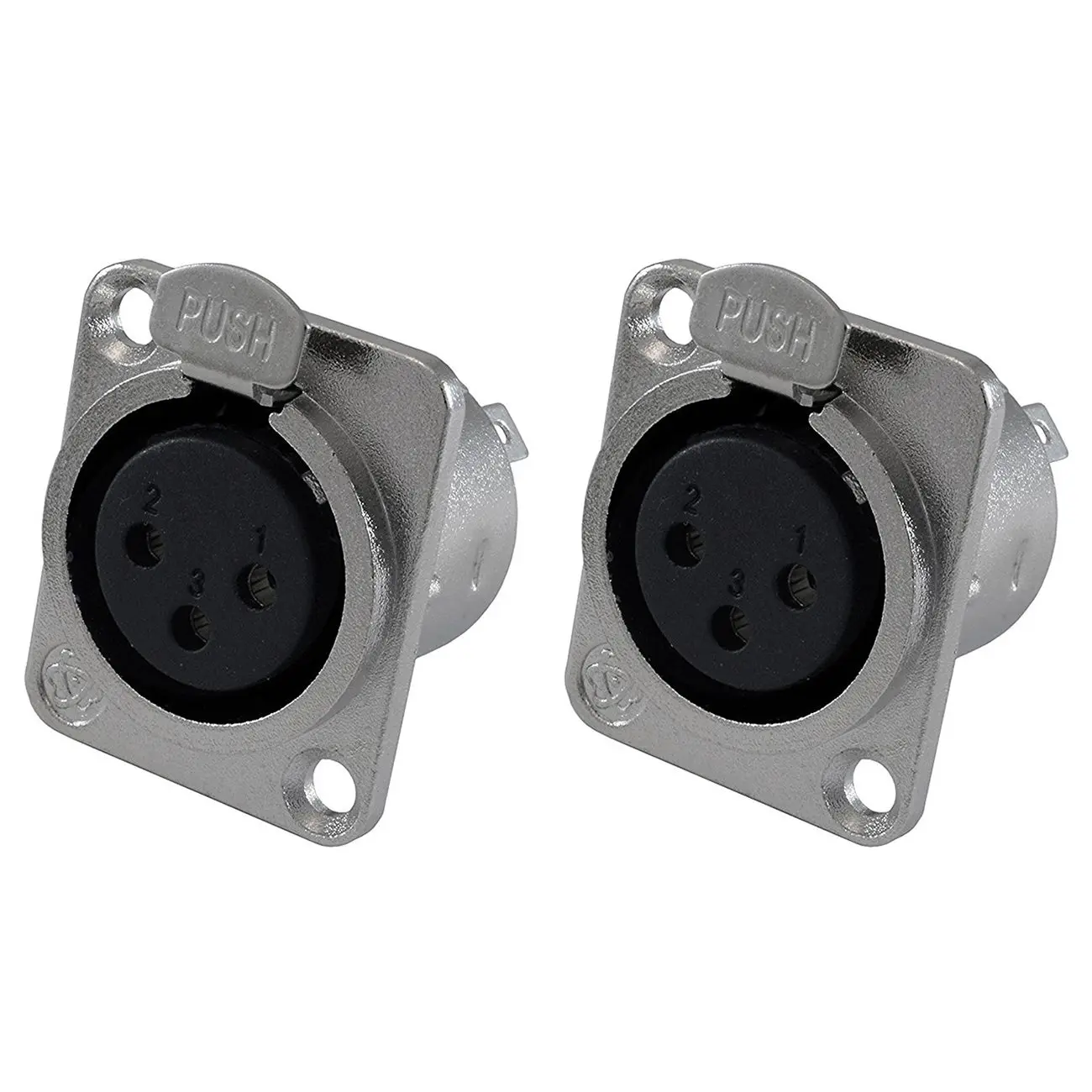 Conector hembra XLR de 3 pines, conector de montaje en Panel, serie D, tamaño XLR-F, paquete de 4