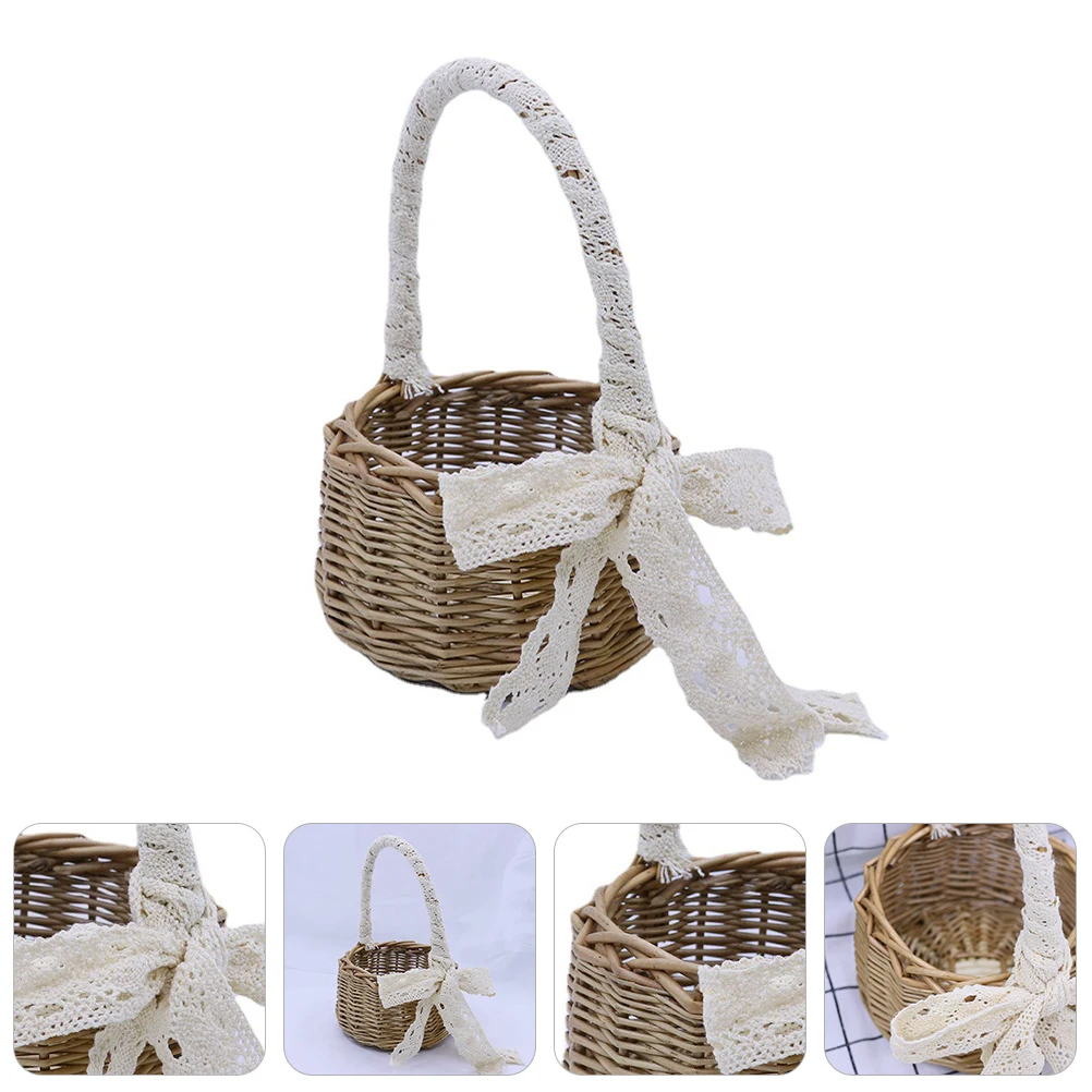 

Wicker Flower Basket Photo Prop Rattan Woven Storage Weaving Creative Arrangement Baskets