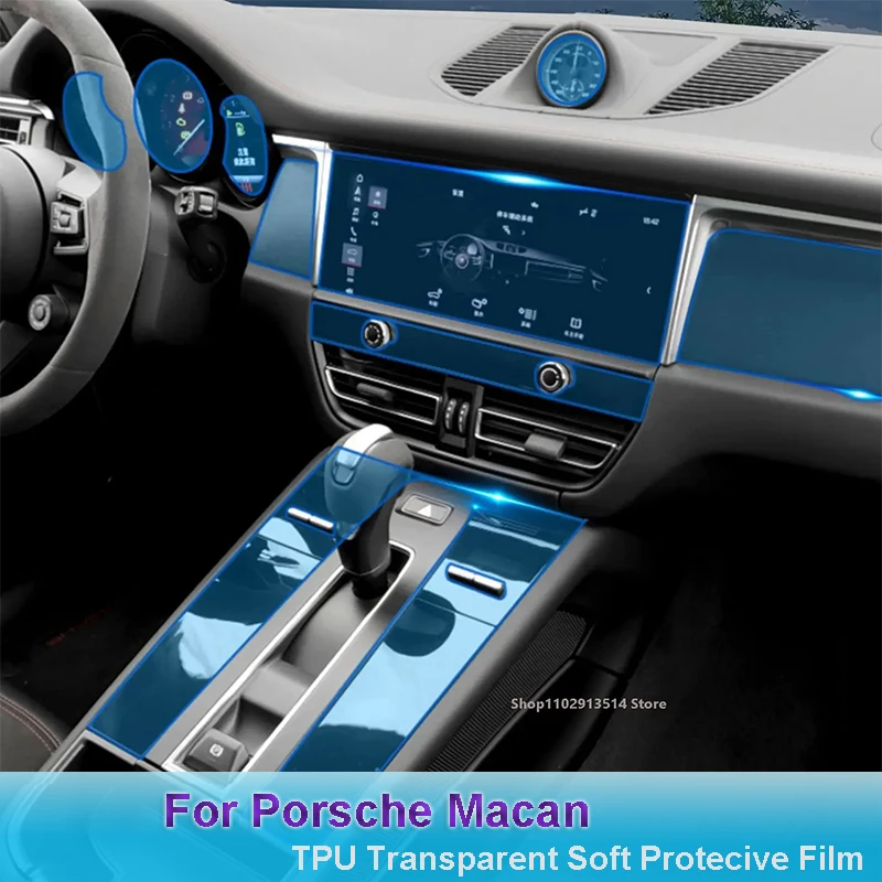 

For Porsche Macan (2022) Anti-scratch Car Interior Center Console Navigation Transparent TPU Car Sticker Protective Film