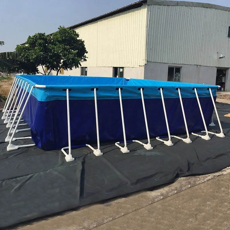 Square large size pvc metal tube frame swimming pool Large inflatable swimming pool